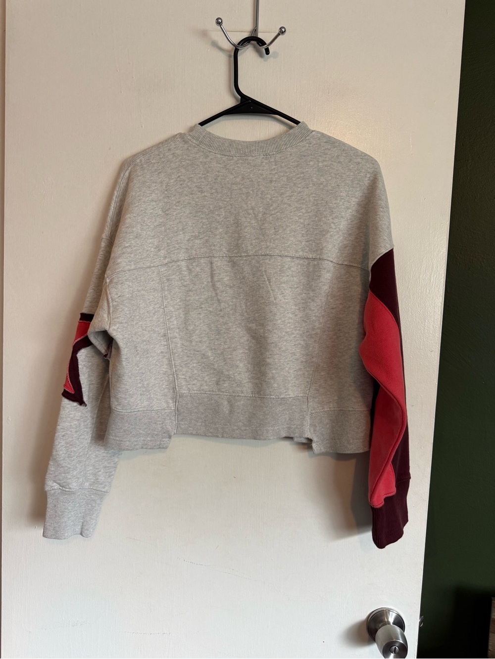 Out from under gray boxy cropped embroidered cut out star detail sweatshirt - Picture 6 of 6